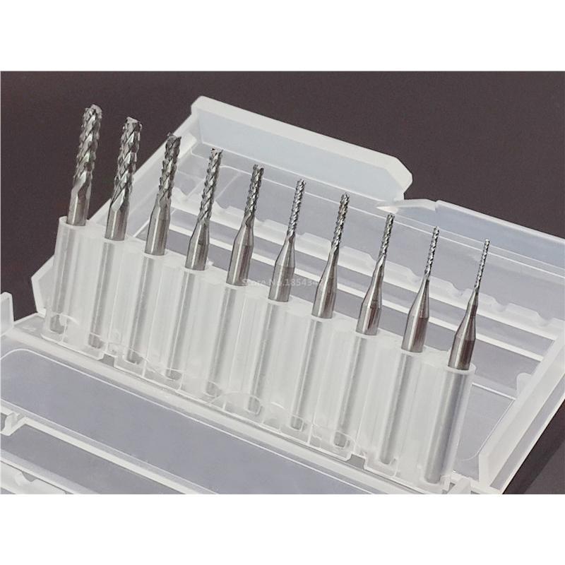 10pcs//set 3.175mm Coated Tungsten Steel Engraving CNC Cutter Bit Carving Tools 5