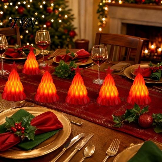 Artificial Christmas Tree Lamp, Light Up Mini Xmas Night Light, Winter Party Ornament Battery Operated Holiday Tabletop Decoration for Indoor