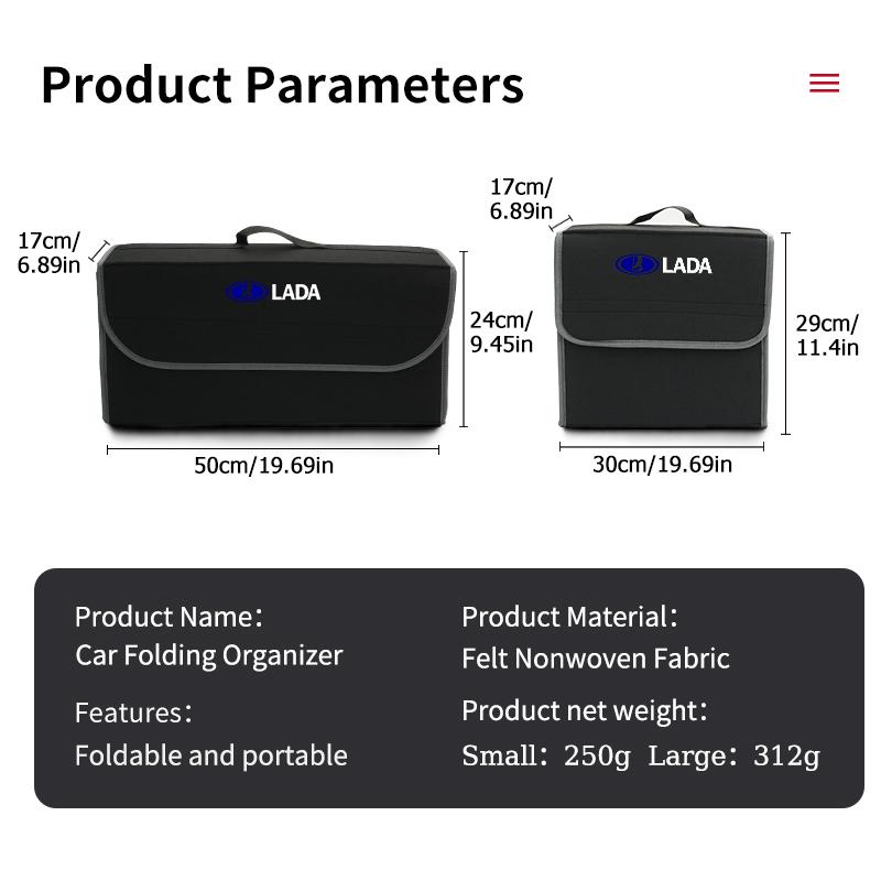 Car Trunk Organizer Felt Foldable Portable Storage Container For Lada Niva Vesta 4X4 Samara Kalina Largus Priora Granta