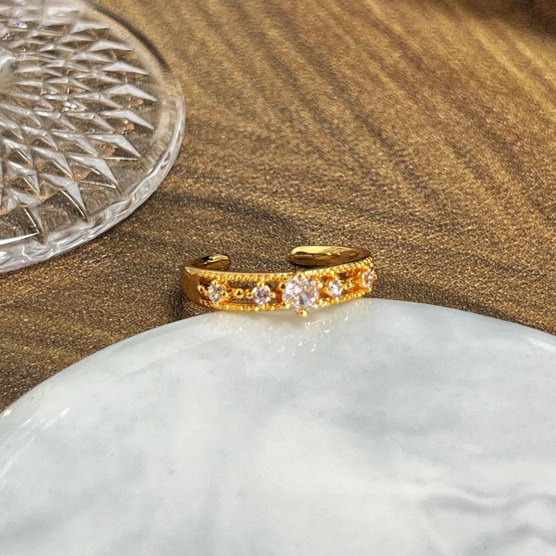 2026 Huaguang Bright Light Luxury High Sense Lace Hollow Simple Opening Ring Women s Retro Fashion Niche Versatile Ring Resizable