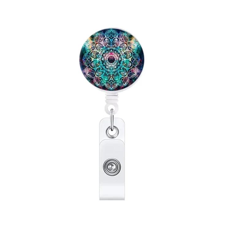 Retractable Badge Holder Reel Clip Marble Print Nurse Exhibition Card Holders Woman Doctor ID Card Chain Clips