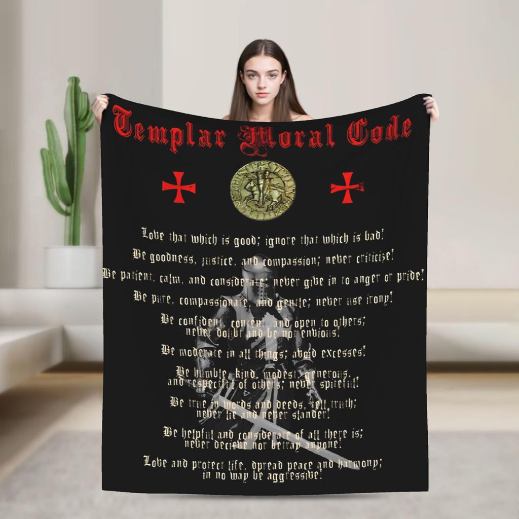 The Knights Templar with Templar Cross Blanket Soft Funny Plush Throw Blanket For Kids Bedroom Flannel Bedspread Bed Cover