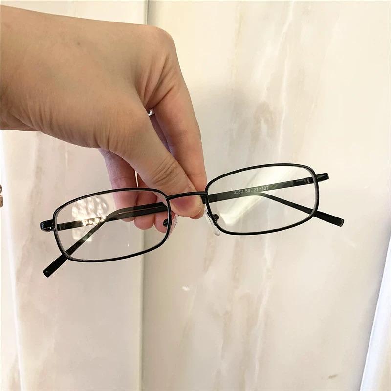 

New Retro Metal Glasses Y2K Harajuku Style Small Square Frame Clear Lens Blue Light Blocking for Women чорний