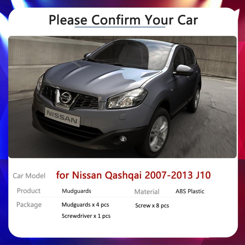 Tire Fender Mud Flap Guard for Nissan Qashqai J10 2007~2013 2008 2009 2010 Car Mudflaps Splash Guards Car Accessories Stickers