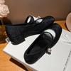 Mode 2025 Frühling Damen Outdoor Mary Jane Schuhe Chinesischer Stil Quadratische Zehe Stickerei Jacquard Designer Walking Flache Damenschuhe