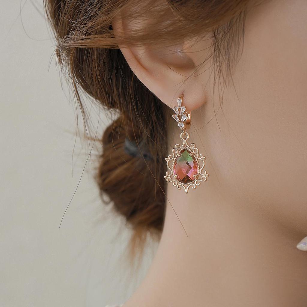 High-Quality Retro Geometric Crystal Glass Earrings