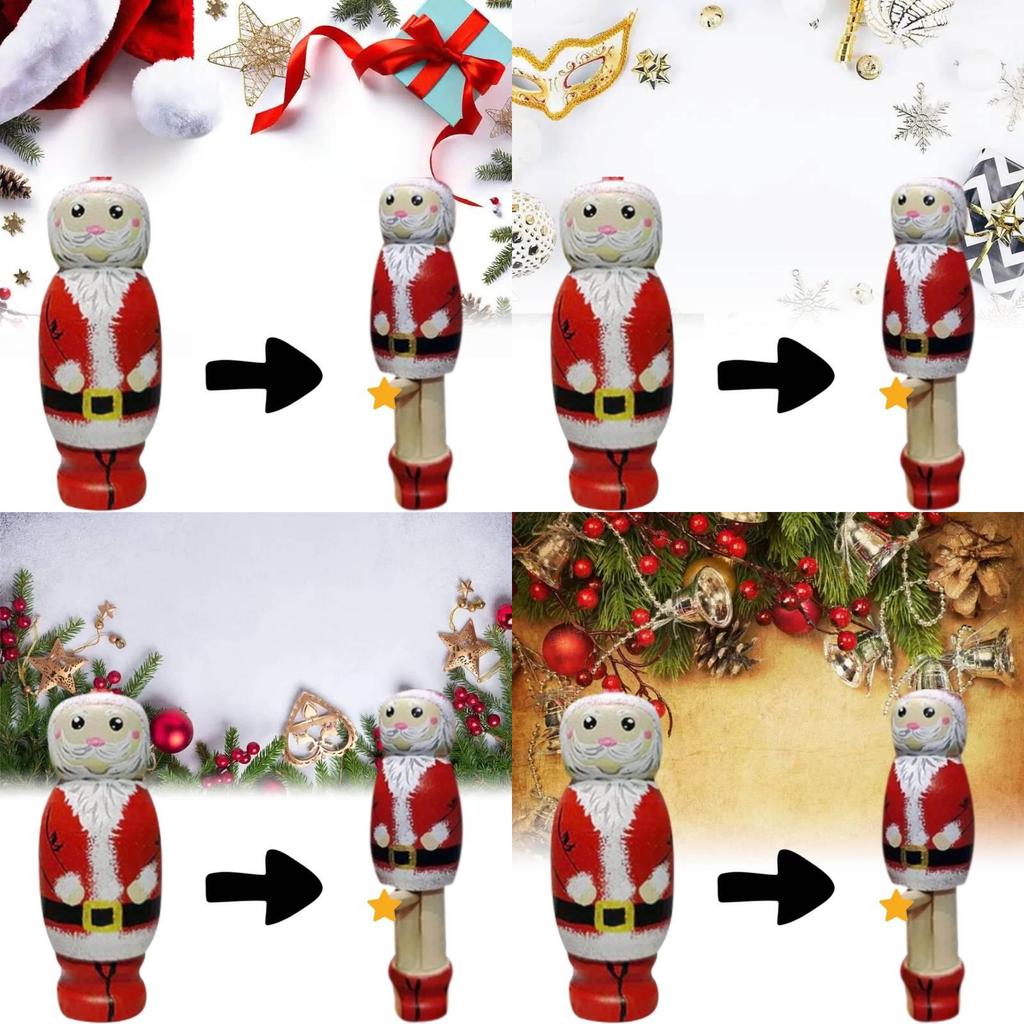 Unique Funny Santa Wooden Puppet Handcrafted Beech Wood For Christmas Decor Gifts