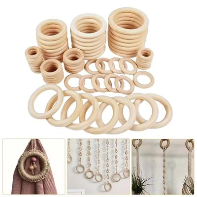 40 Stück Holzringe zum Basteln Naturholzringe Unfertige Holzringe Kreise Holzreifen zum Basteln Anhängerverbinder