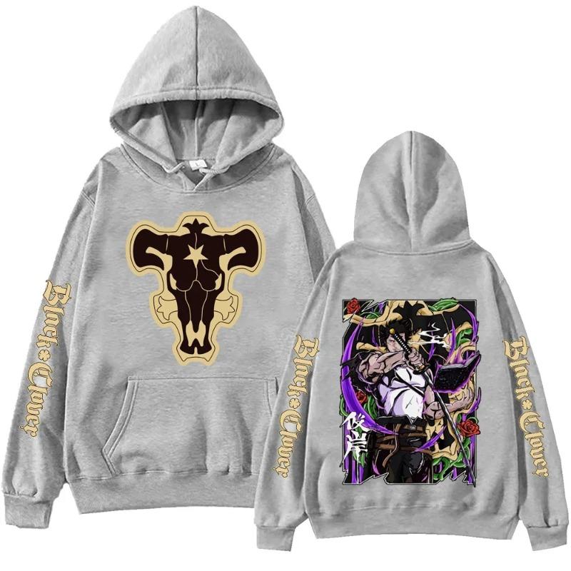 Anime Black Clover Grafik Bedruckte Hoodies Vintage Übergroßes Kapuzensweatshirt Langarm Hoodie Herren Damen Kleidung