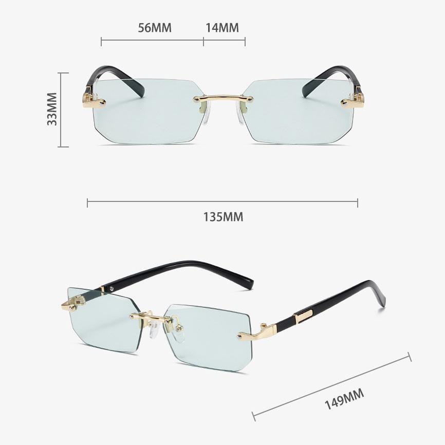 Trendy sluneční brýle bez obrouček pro muže Dámské Módní Bezrámové obdélníkové sluneční brýle Retro stínítka Letní cestovní brýle UV400