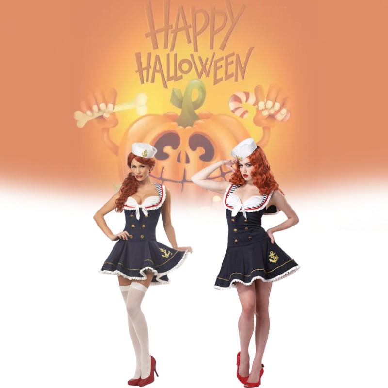 Sexy Ladies Halloween Sassy Sailor Girl Party Costume Naval Fancy Outfit Dress