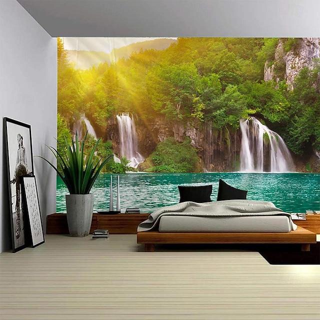 Tapestry wall art with landscape on window 75x100