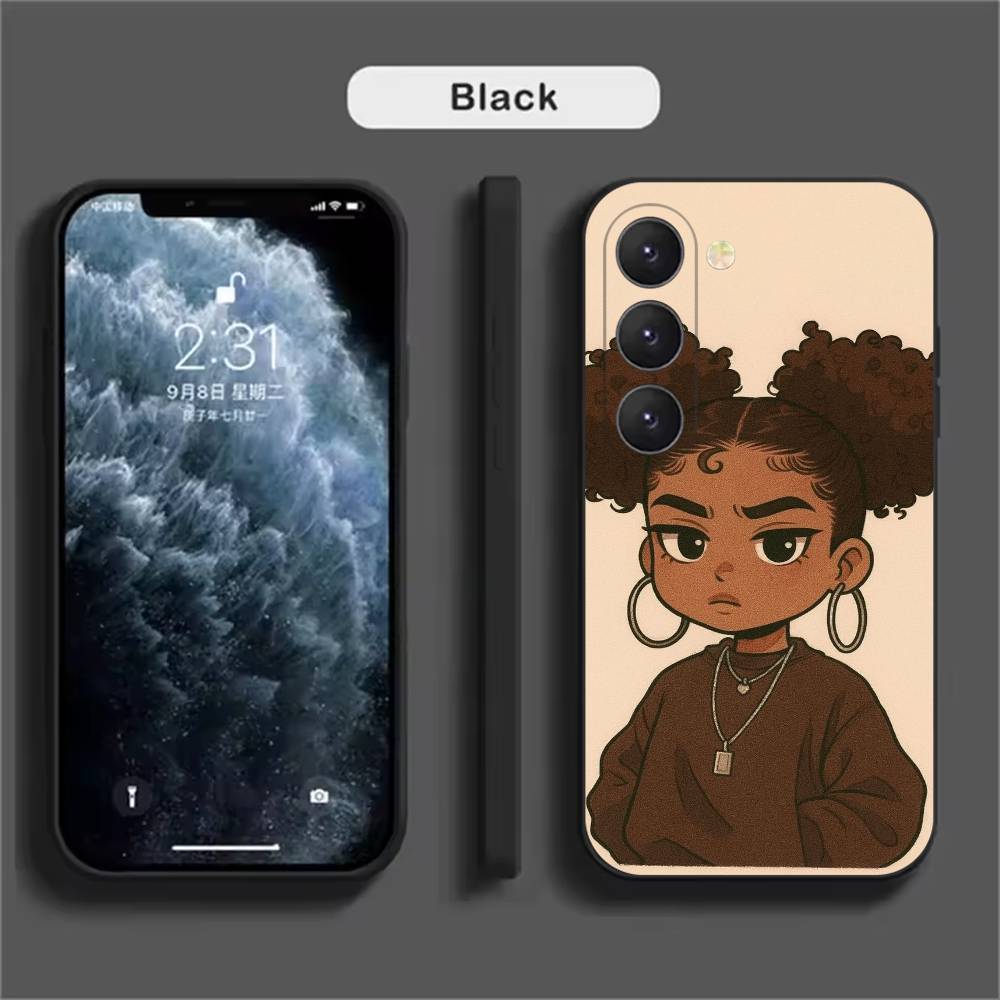 Afro Black Girls Cartoon  Phone Case For Samsung Galaxy A52 A42 A32 A22 A12 A02S A72 A73 A51 A41 A31 A21S A71 A40 A30S A20S