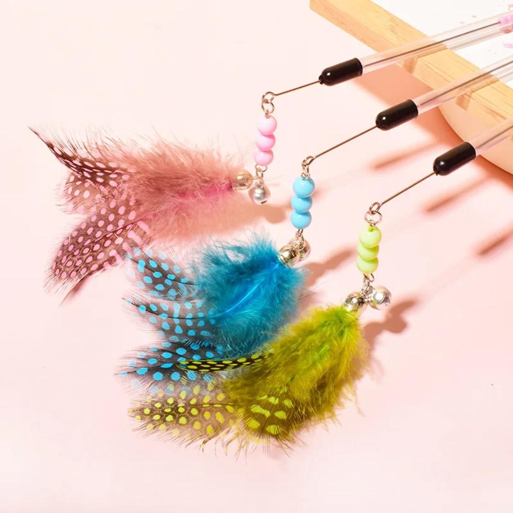3pcs Cat Toys Feather Cats Sticks Retractable Handle Cats Toy Feather Interactive Cat Toys with Kitten Teaser Toy Pet Products