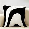 Luxury Sophisticated Black White Art Cushion Cover Natural Linen Organic Fabric Printing Breathable Perfect For Home Decor