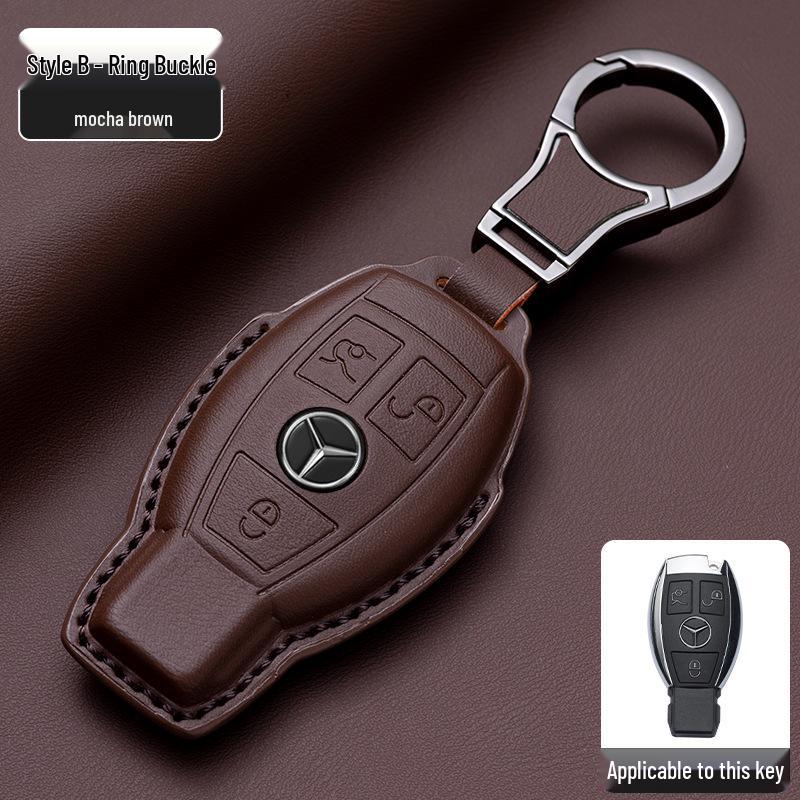 Mercedes-Benz Original Color Nappa Leather Key Case for GLE, GLAC200L, C260L, E300L, E-Class, S-Class, and C-Class.