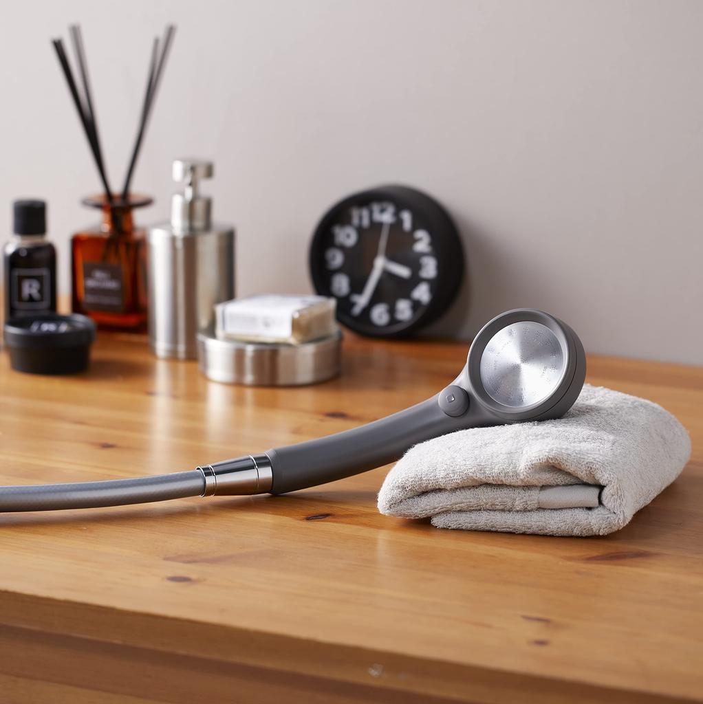 SANEI Company Sanei Faucet Shower Head Rainy Hand Stop Water Saving Rate Ultra Fine Water Flow Increased Momentum Stainless Steel Shower Plate Gray