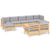 VidaXL Bois de Pin Massif Salon de Jardin 10 pcs avec Coussins Mobilier de Patio Meubles d'Extérieur Mobilier de Jardin 3097108