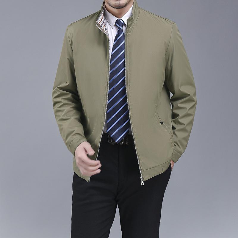 Autumn and Winter New Fashion Loose Stand-collar Jacket Men's Middle-aged Jacket Thin Business Casual Jacket Men