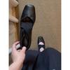 Sheepskin Version~ Minimalist Ballet Style Cross Belt Fashion Single Shoes Women's Leather Comfortable Soft Sole One Pedal Shallow Mouth Single Shoes