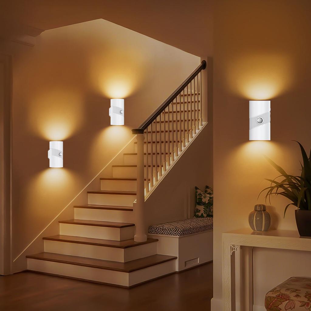 Motion Sensor Night Light Rechargeable Magnetic Battery Operated Step Light for Indoor Cabinet Hallway Bedroom