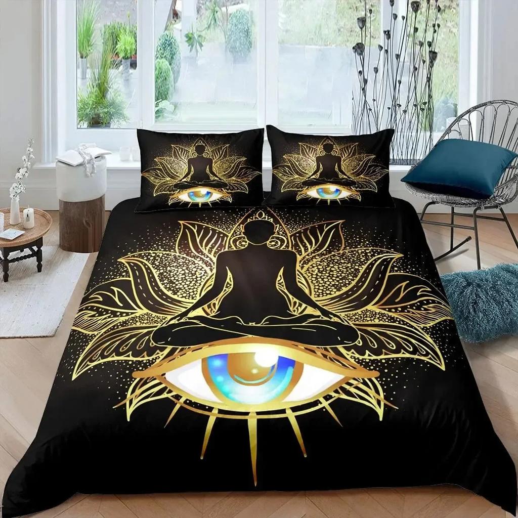 Luxury New 3D Print Hamsa Hand Bedding Set Boho Mandala Duvet Cover Set Black Gold Bohemia Bed Set Fatima Hand Linen Lucky Hand