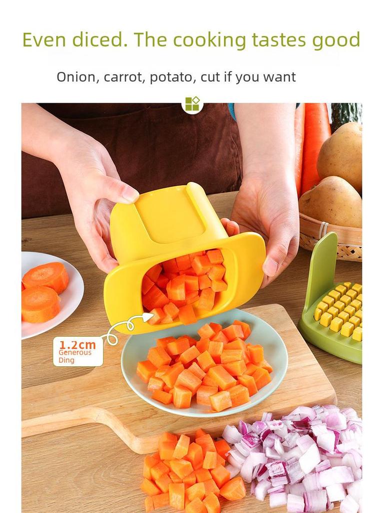 Multifunktionaler Gemüse- und Obstschneider: Zwiebelhacker, Pommes-Frites-Schneider, Karotten-, Schinken-, Gurken- und Kartoffelschneider.
