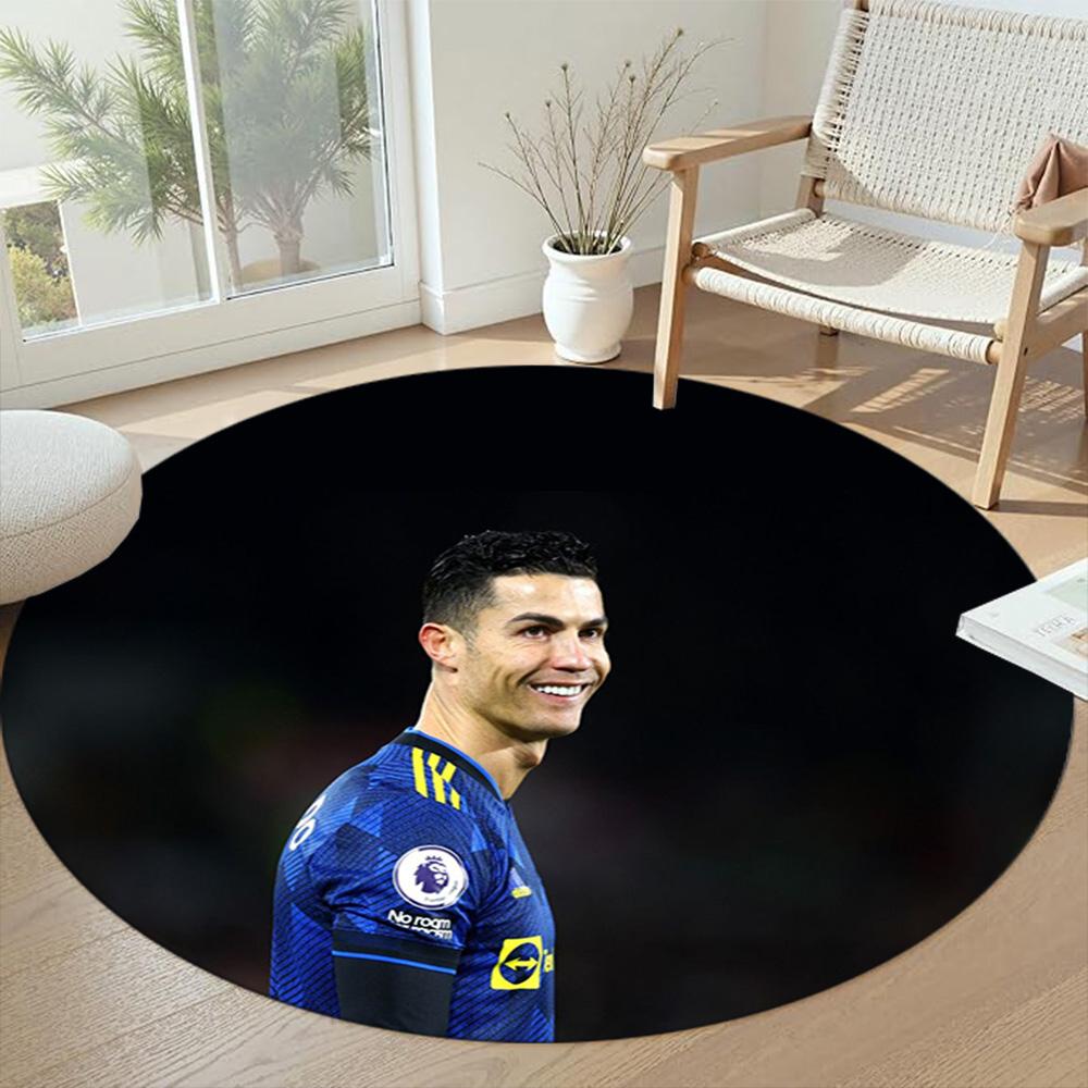 Cristiano Ronaldo Runder Teppich Perfekt für Spielzimmer Esszimmer Dekorieren Sie Zimmer Balkon Rutschfester Runder Teppich Dekorieren Sie Büros Hochzeitsfeier Geschenk
