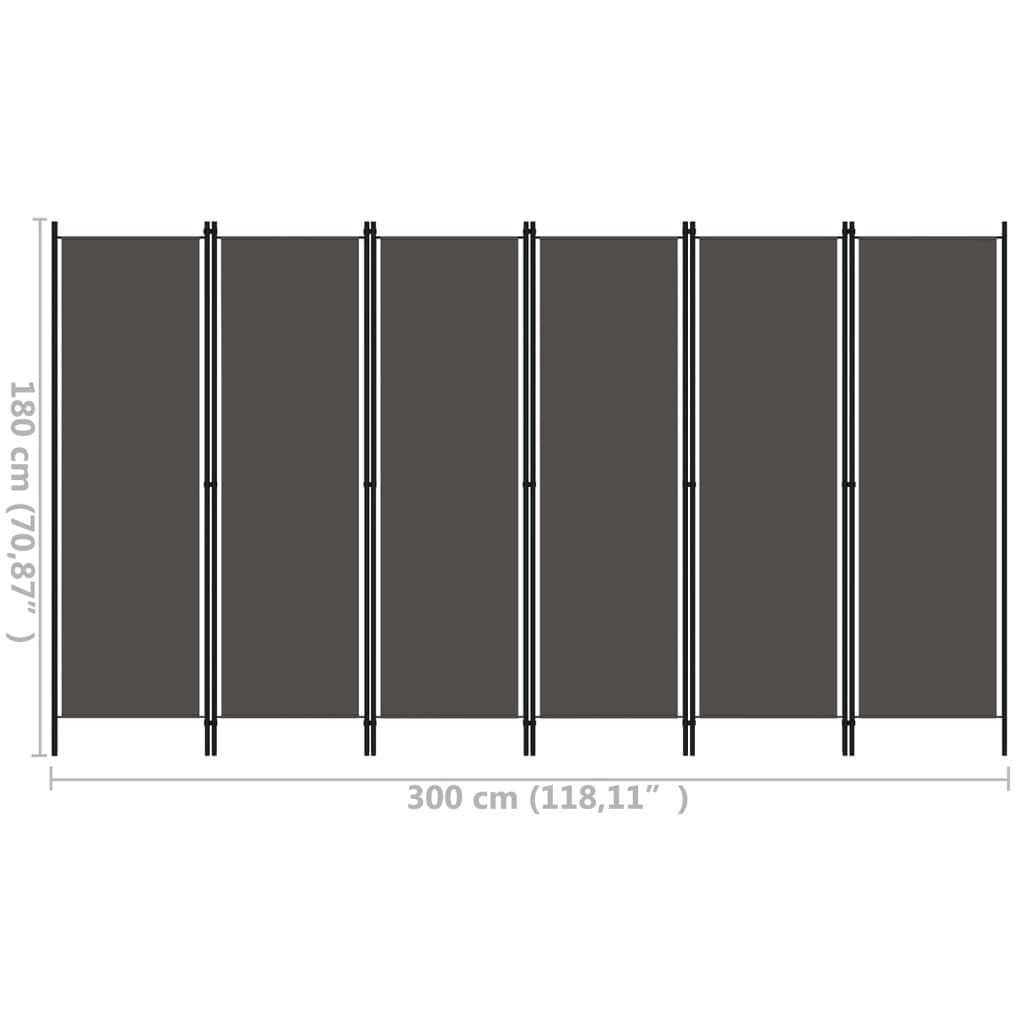 6 Piece Room Divider Anthracite 300 X 180 Cm