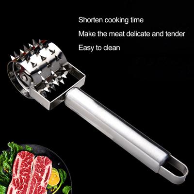 Steak Tenderizer Sharp Needle Design Polished Surface Rustproof Long Handle Comfortable Grip Stainless Steel Heavy-duty Steak Meat Tenderizer Roller