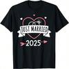 Just Married 2025 With Heart For Wedding And Honeymoon T-Shirt