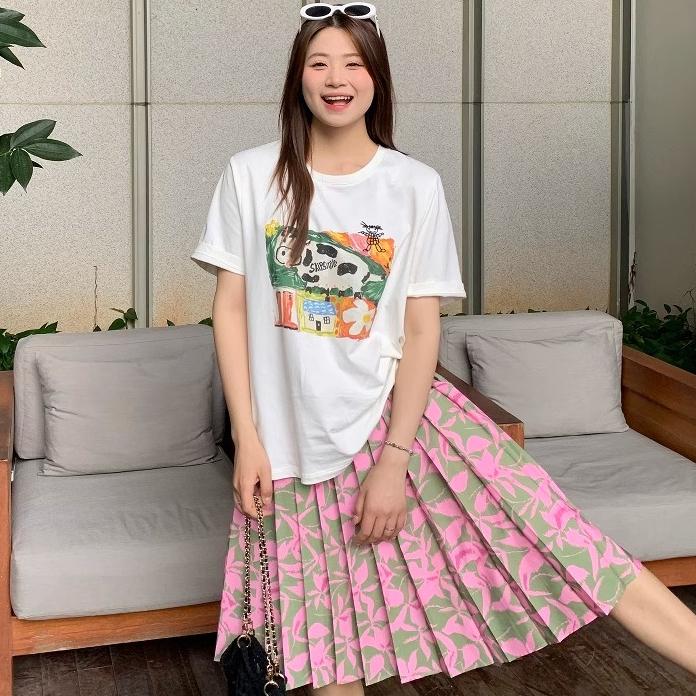 Harajuku Funny Cartoon Short Sleeve T-shirts Women Summer Pure Cotton Casual Oversized T Shirt Women's Streetwear White Y2k Tops