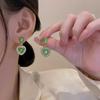 Zirconia Sparkling Green Crystal Love Heart Dangle Earrings Fashionable Summer Accessories Party Jewelry Birthday Gift for Women