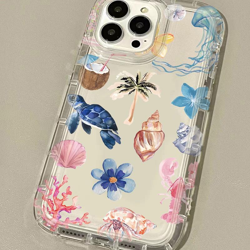 Blue Ocean Animals Phone Case For iPhone 16 15 14 Pro 13 12 11 Max Plus 7 8 Plus XR X XS SE 2020 Shockproof Soft Silicone Cover