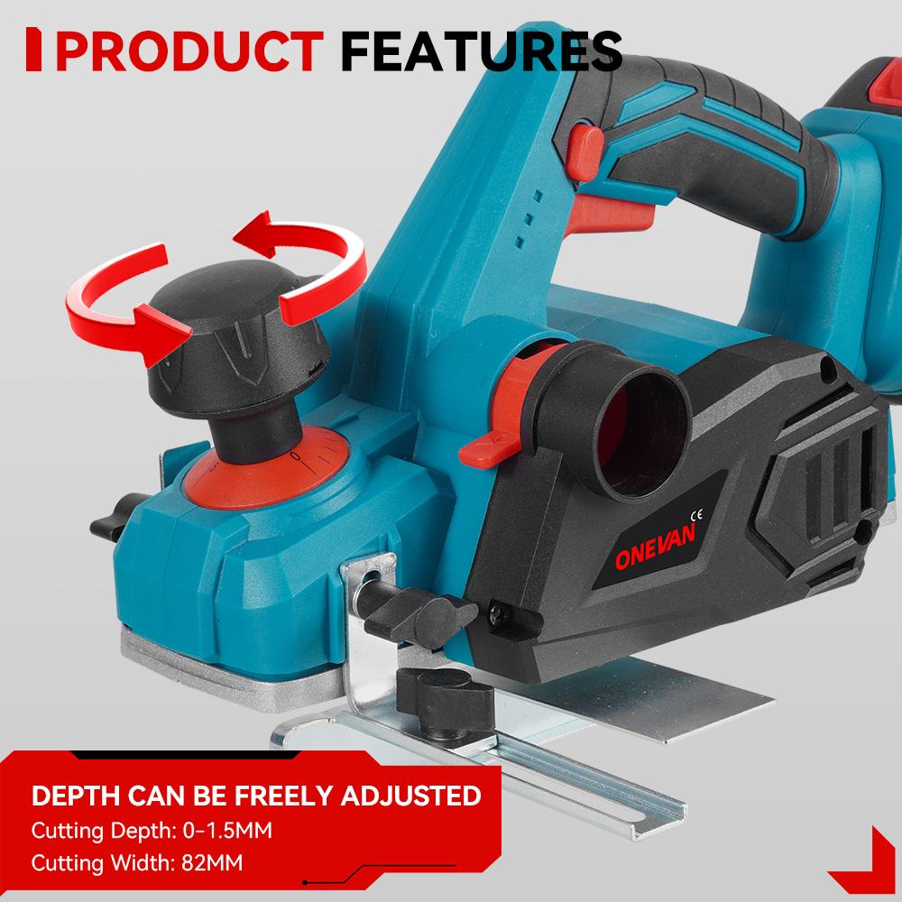 ONEVAN Electric Planer 82MM Handheld Electric Router Trimmer Woodworking Power Tool For Makita 18V Battery Pin