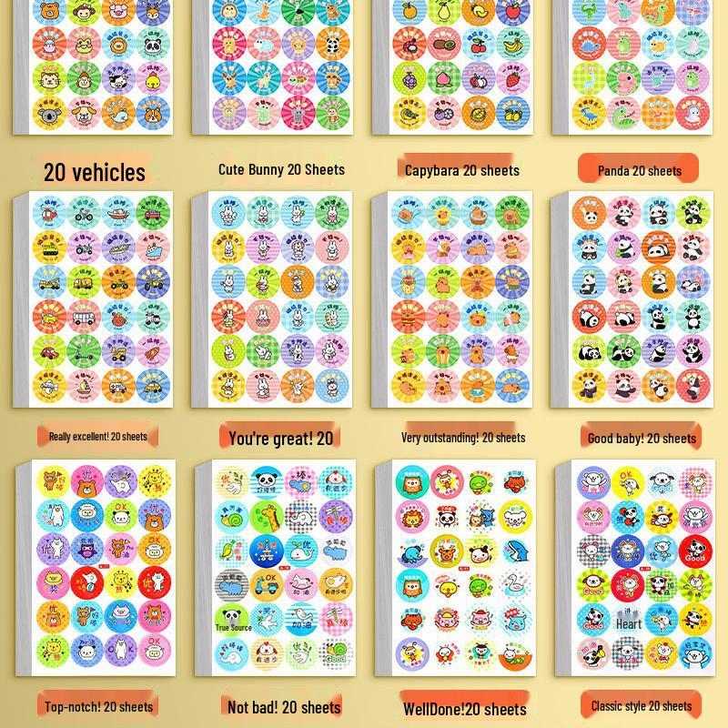 Cartoon Reward Stickers for Kids - Cute Praise and Decoration for Elementary and Kindergarten