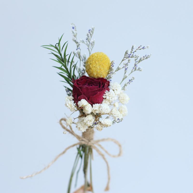 12cm Preserved Flower Boutonniere: Mini Bouquet for Bride, Bridesmaid, Wedding, Gift Box, Party Favor Decoration