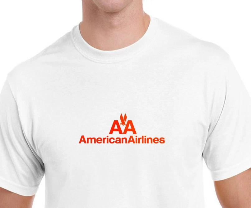 American Airlines Red Retro Logo Shirt US Airline White T-Shirt S-5XL L