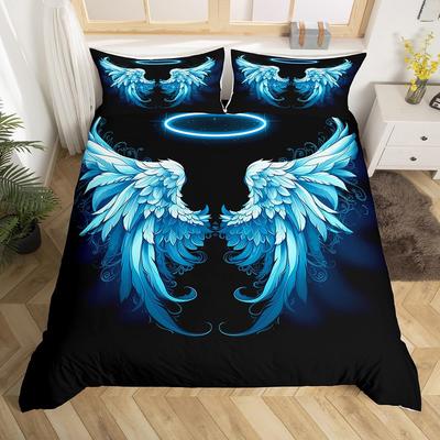 Wings Duvet Cover Set for Kids Teens Queen Lightweight Down Quilt Covers with 1 Duvet Cover 2 Pillowcases Bedroom Decor No Quilt