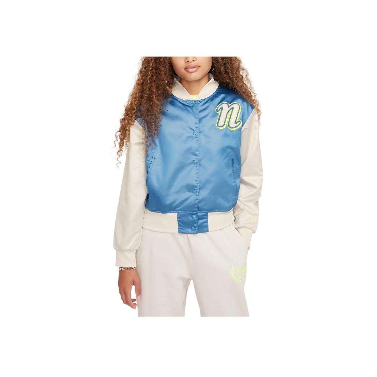 

Nike Jacket Loose V-Neck Fashion Soft Comfortable Kids Jackets Blue White FZ5563-429 XL