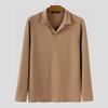 INCERUN Autumn Winter Men Lapel Neck Long Sleeve Casual Texture Rib Pullovers Tops