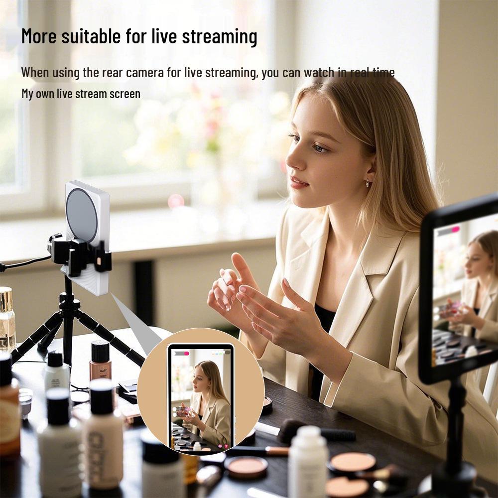 Wireless Mobile Selfie Projector with Split Screen and Teleprompter for Live Streaming