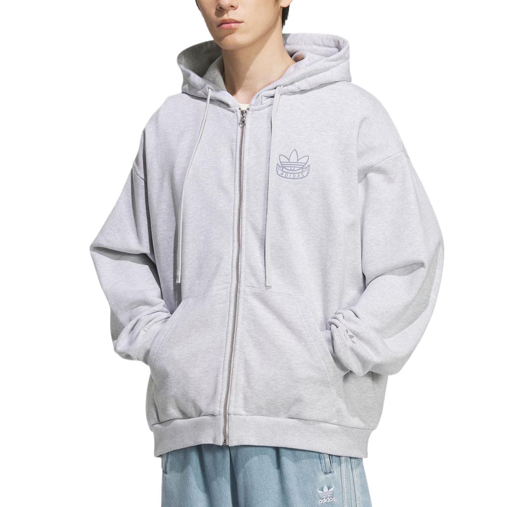 Adidas Originals Jackets Unisex Light Heather Gray Hooded Moderate Soft Shell KG8508