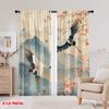 2pcs,2D Plane Printing Popular Curtains Cranes and Blossoms Versatile Fabric (without Rod) Decorations Inside Perfect for