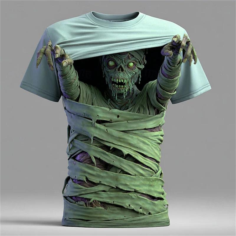 Zombie-Mumie Print Kinder T-Shirt Rundhals Locker Kurzarm T-Shirt Horror Party Street Boy T-Shirts Oberteil Mädchen Kleidung
