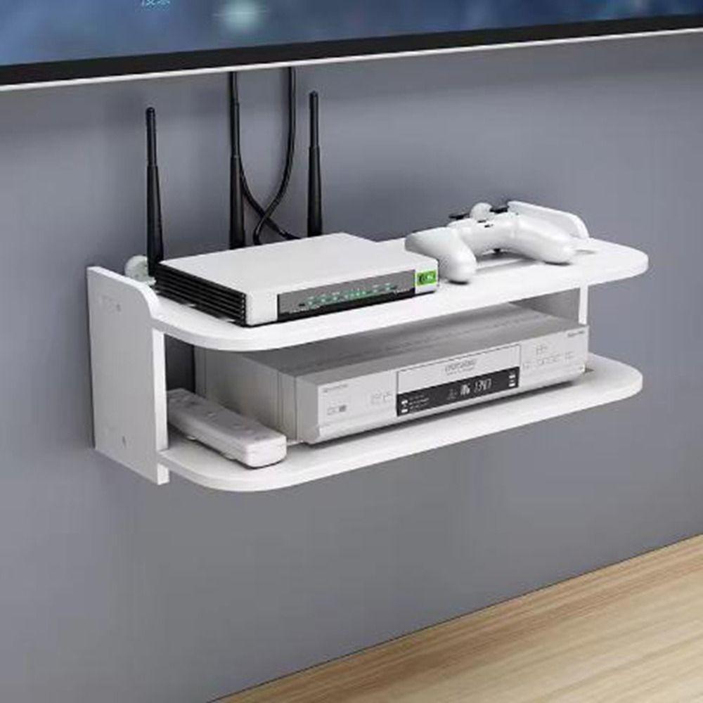 Strong Load-Bearing 2 Layer Wall Shelf Plastic Router Placement Rack  Cable Management