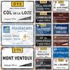 Cycling Race Metal Sign France Landmark Plaque Croix De Fer Loze l'Iseran Peyresourde Tramassel d'Izoard Galibier Mont Ventoux