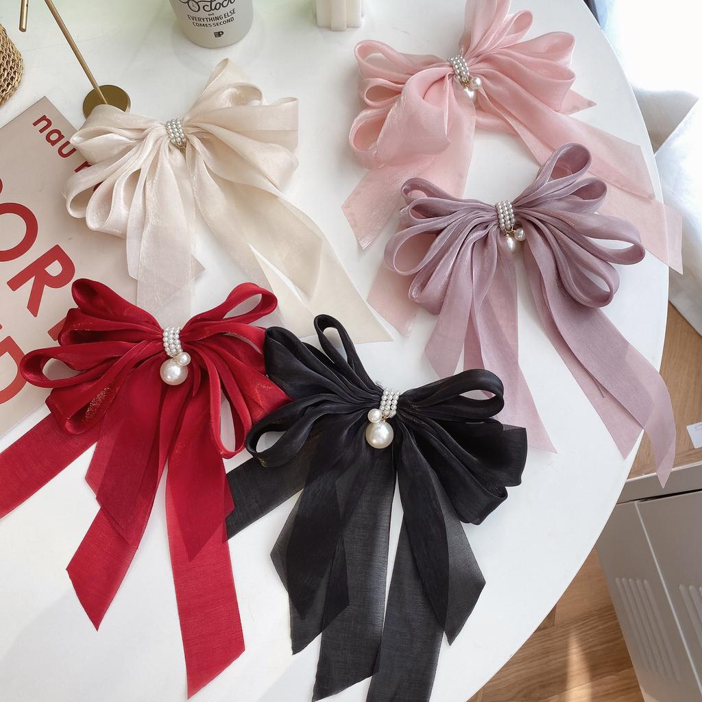 Gentle Wind Big Bow Organza Spring and Summer Velvet Super Summer Hairpin Back Head Hairpin Hair Accessories Headgear Women