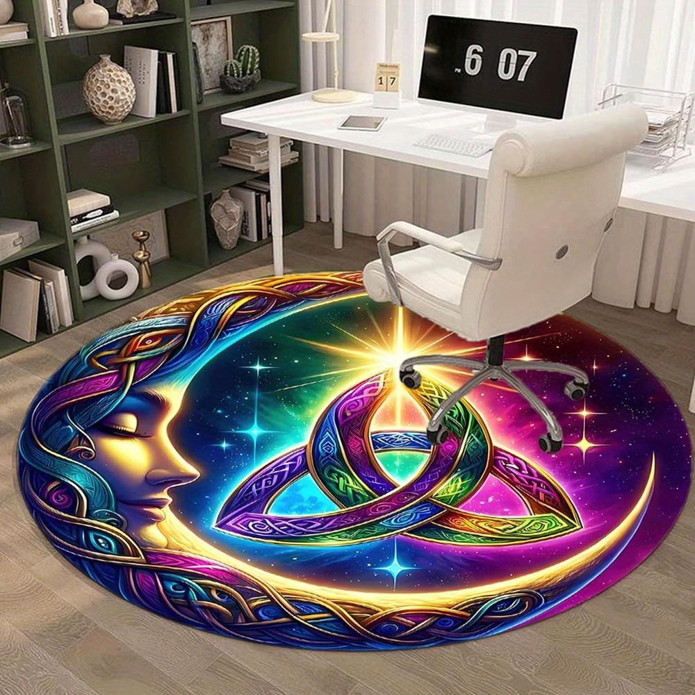 Moon Triangle Pattern Round Rug Suitable For Office Reception Decorative Carpet Office Chair Protection Carpet And Also Suitable For Gifts To