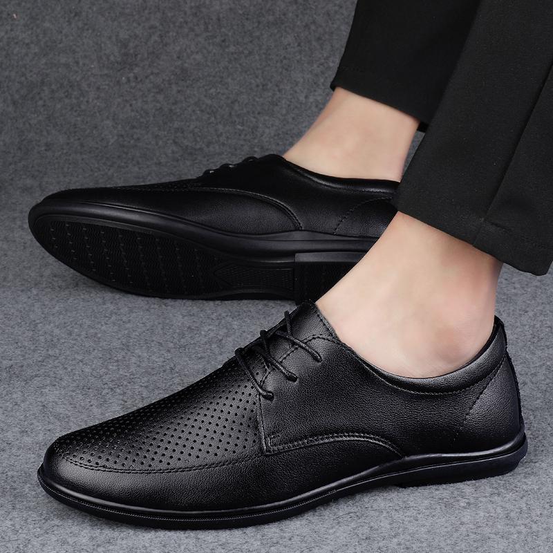 FashionNew 2024 Retro British Style Men Cowhide Casual Leather Shoes Brand Men's Shoes Vogue Outdoor Walking Man Shoes Chaussure Homme